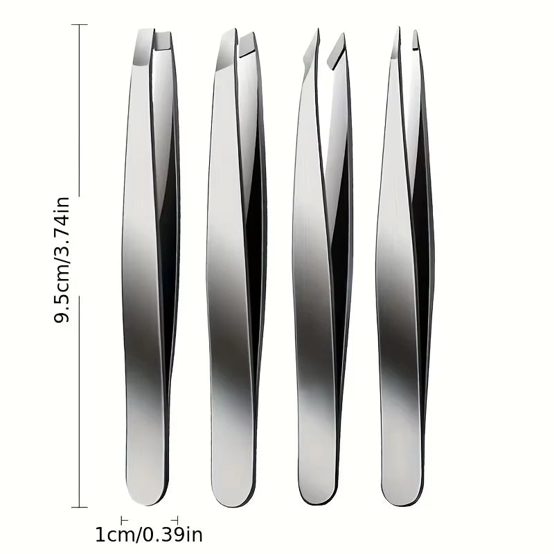 4Piece Set Professional Tweezers Set Perfect for Eyebrow Hair Removal Splinter Very Effortless and Relaxed to Remove