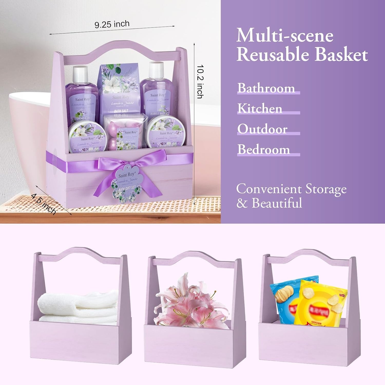 Mother'S Day Gift for Mom Spa Kit Gifts, Spa Gift Baskets for Women Get Well Gifts, 13Pcs Lavender Jasmine Luxury Spa Gift Set,Pamper Birthday Gifts for Women