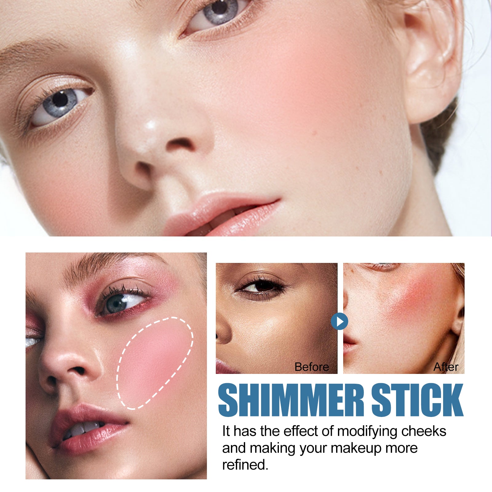 Blush Stick, Three-Dimensional Brightening Natural Waterproof Lightweight Lazy Body Contouring Cream