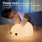 LED Rabbit Night Light Remote Control Dimmable RGB Rechargeable Silicone Bunny Lamp for Children Baby Toy Gift Touch Sensor
