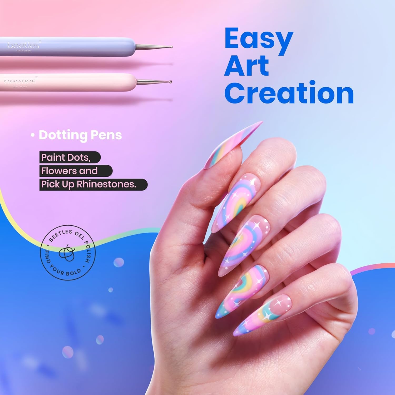 Nail Art Brushes, 6 Pcs Fingernail Art Design Pens, Wood Alloy Handle, Dotting Pen Clean up Liner French Nail Brush Set, DIY Manicure Tools Gift for Women