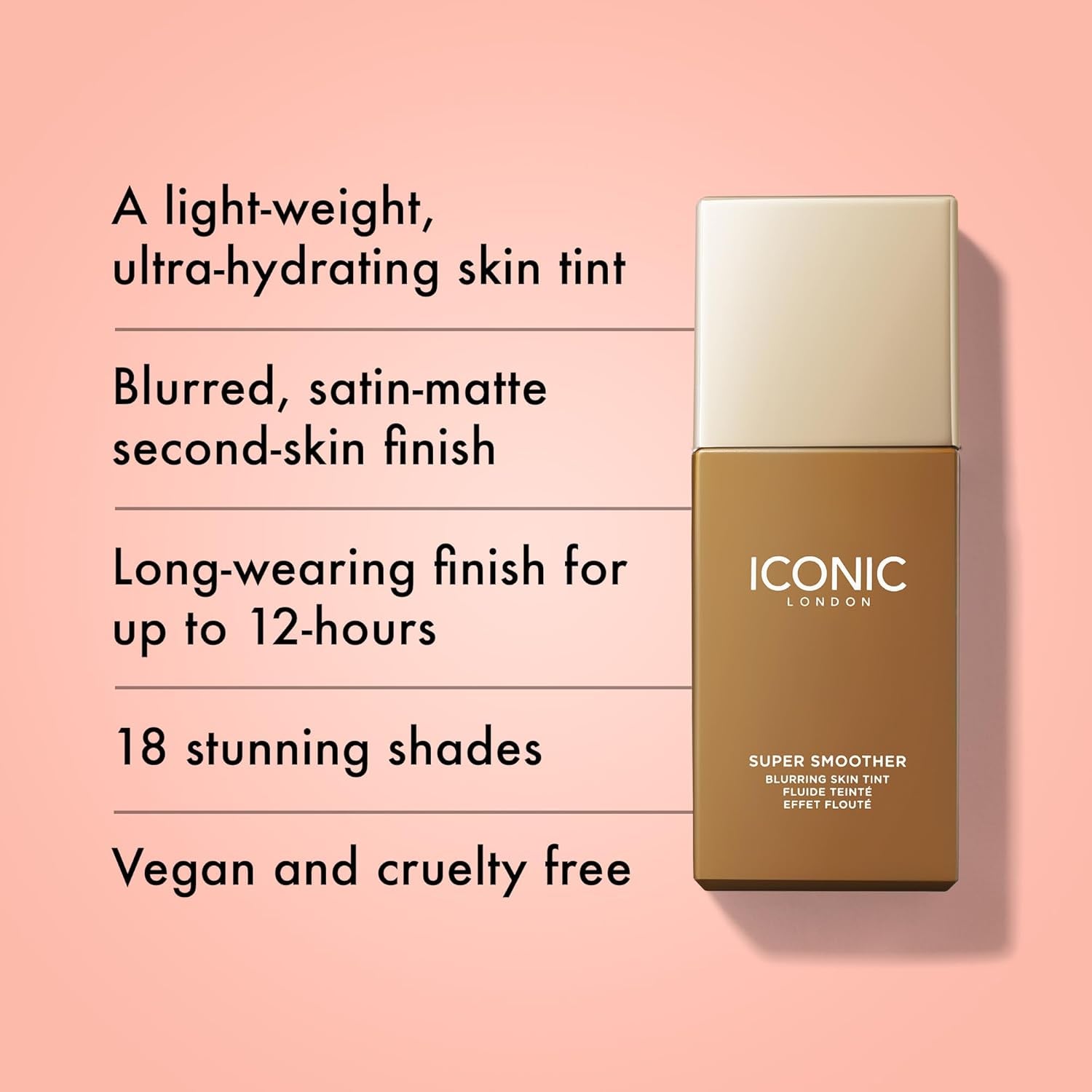 Super Smoother Blurring Skin Tint | Light to Medium Coverage, Hydrating, Ultra-Lightweight Tinted Moisturizer, Cruelty-Free, Vegan Makeup