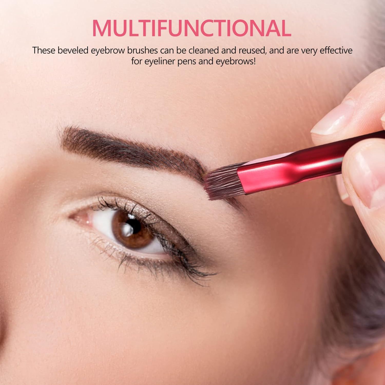 Multi-function Eyebrow Stamp Brush - Square Angled Design For Filling Brows, Concealer & Hairline Makeup. Professional Wild Brow Tool With Precision Edge For Flawless Eyebrow Shaping & Face Contouring
