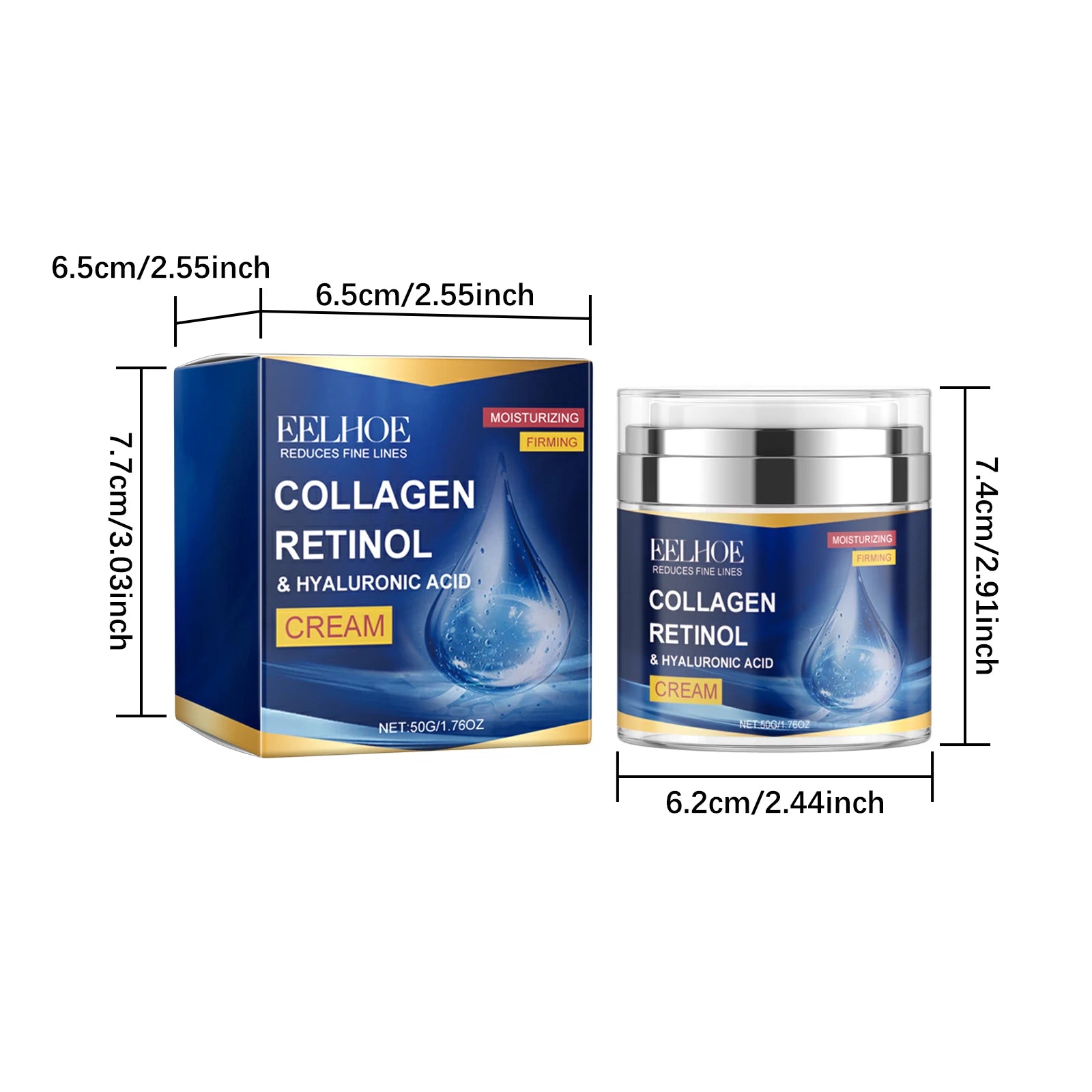 50g Eelhoe Collagen Moisturize Face Cream Reduce Fine Lines Enhance Facial Skin Natural Deep Firm Repair Brighten Face Cream