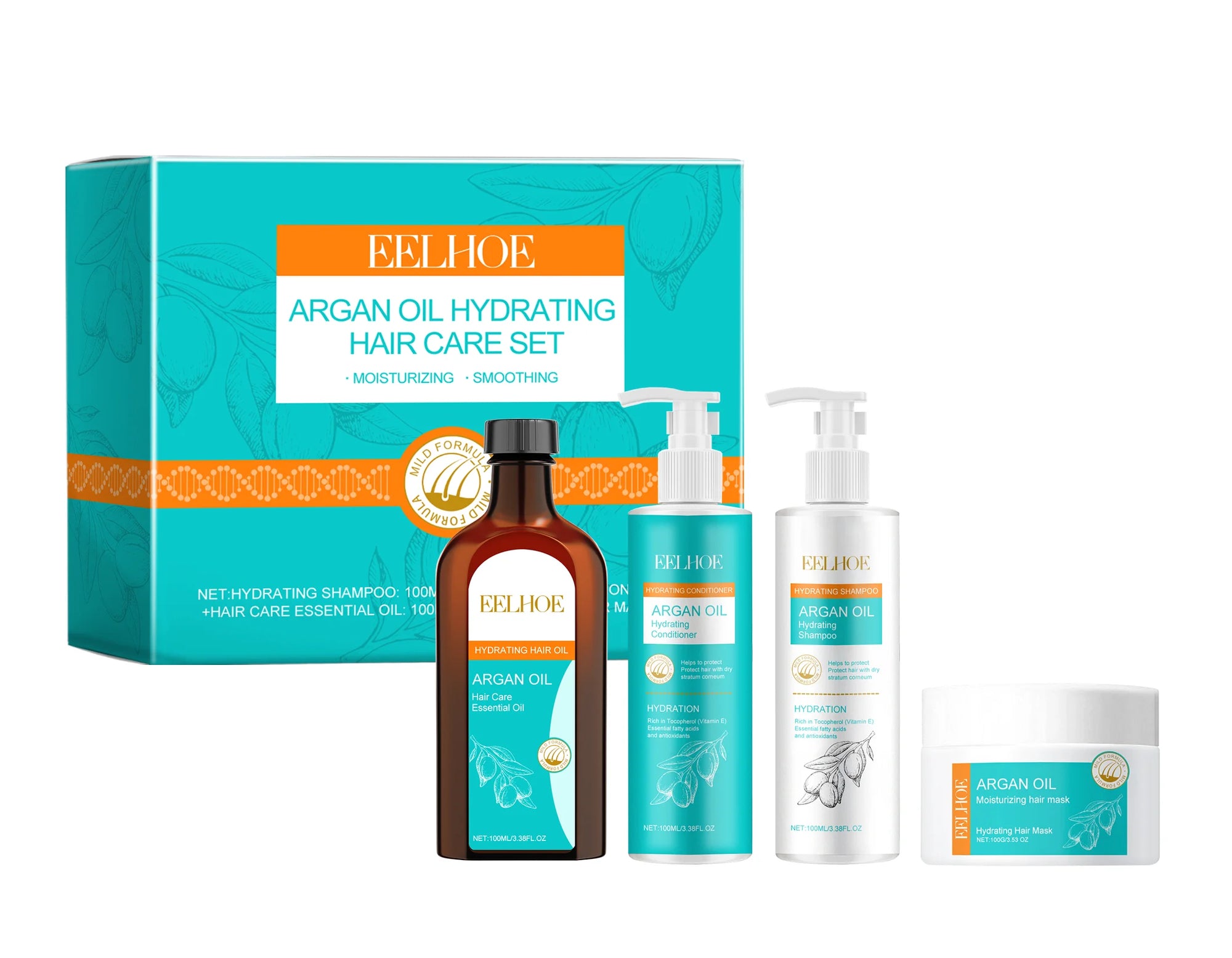 300ml And 100g Eelhoe Moroccan Nut Oil Moisturize Hair Care Set Suitable Various Hair Treat Dryness Frivolity Nourish Care Set