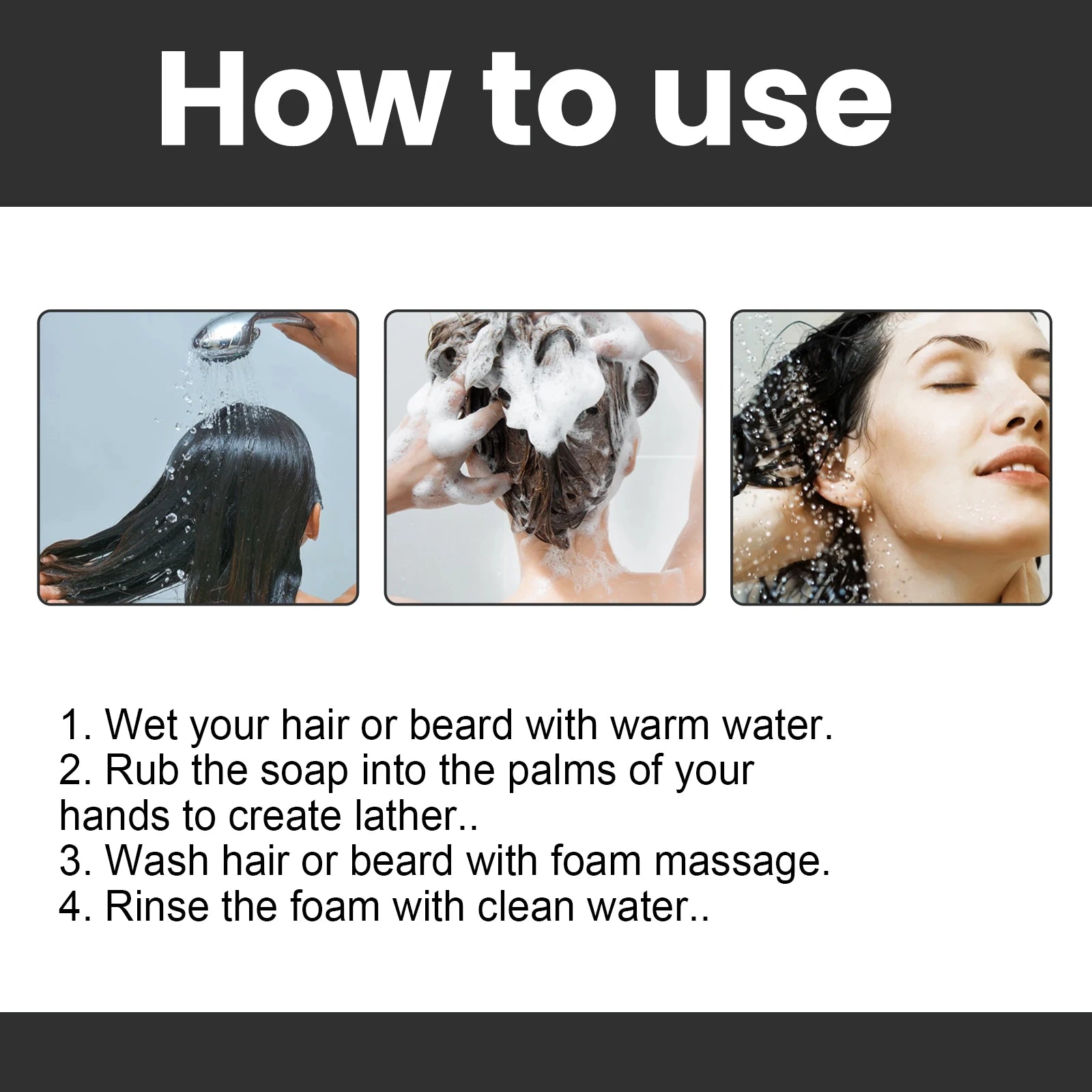 55g Ouhoe White Hair Turn Black Soap Hair Regeneration Nourish Repair Deep Clean Natural Permanent Dark Coverage Black Hair Soap