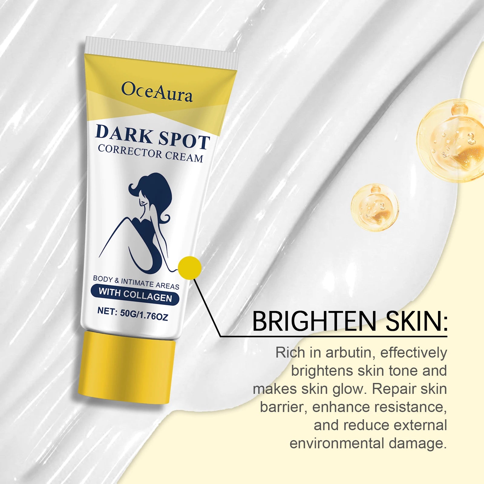 Oceaura Body Dark Spot Corrector Cream Hydrating Reduce Dullness Balance Skin Tone Enhance Skin Elasticity Whitening Body Cream