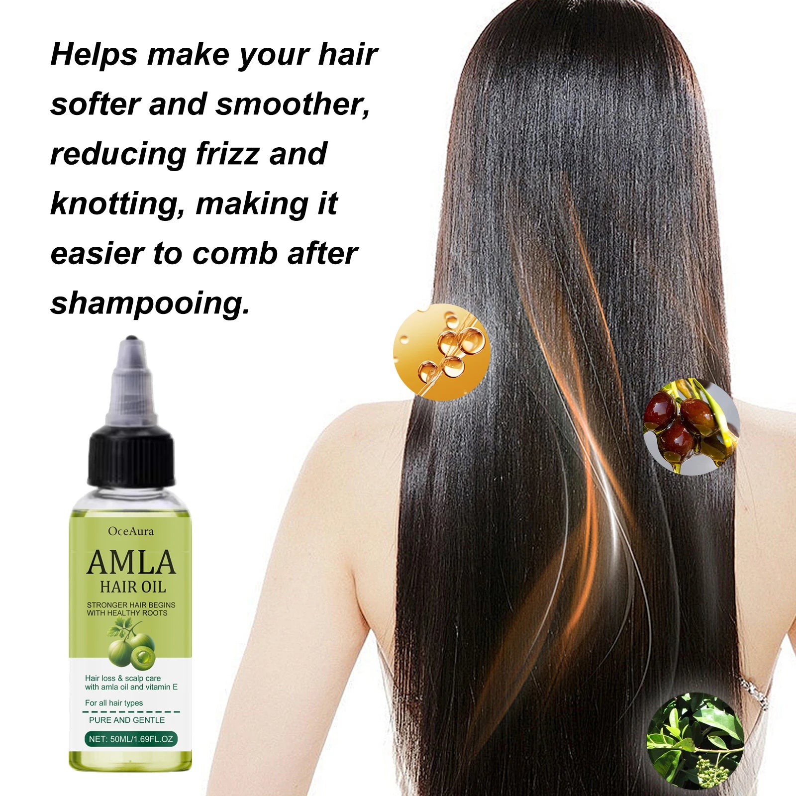 Oceaura Hair Care Oil Reduce Frizz and Tangles Nourishing Scalp Repair Damaged Hair Remove Split Ends Smoothing Natural Hair Oil