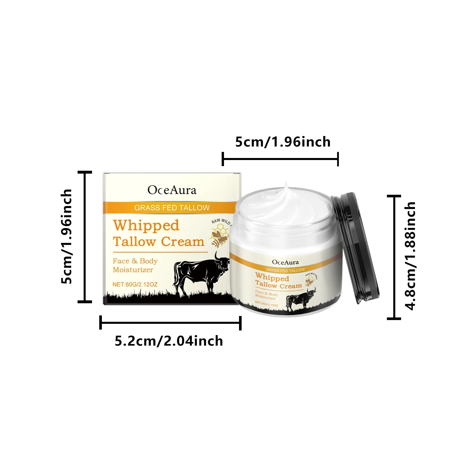 Oceaura Whipped Tallow Balm Moisturizing Reduce Dryness Improve Smoothness Light Fragrance Softening Face Body Skin Tallow Balm