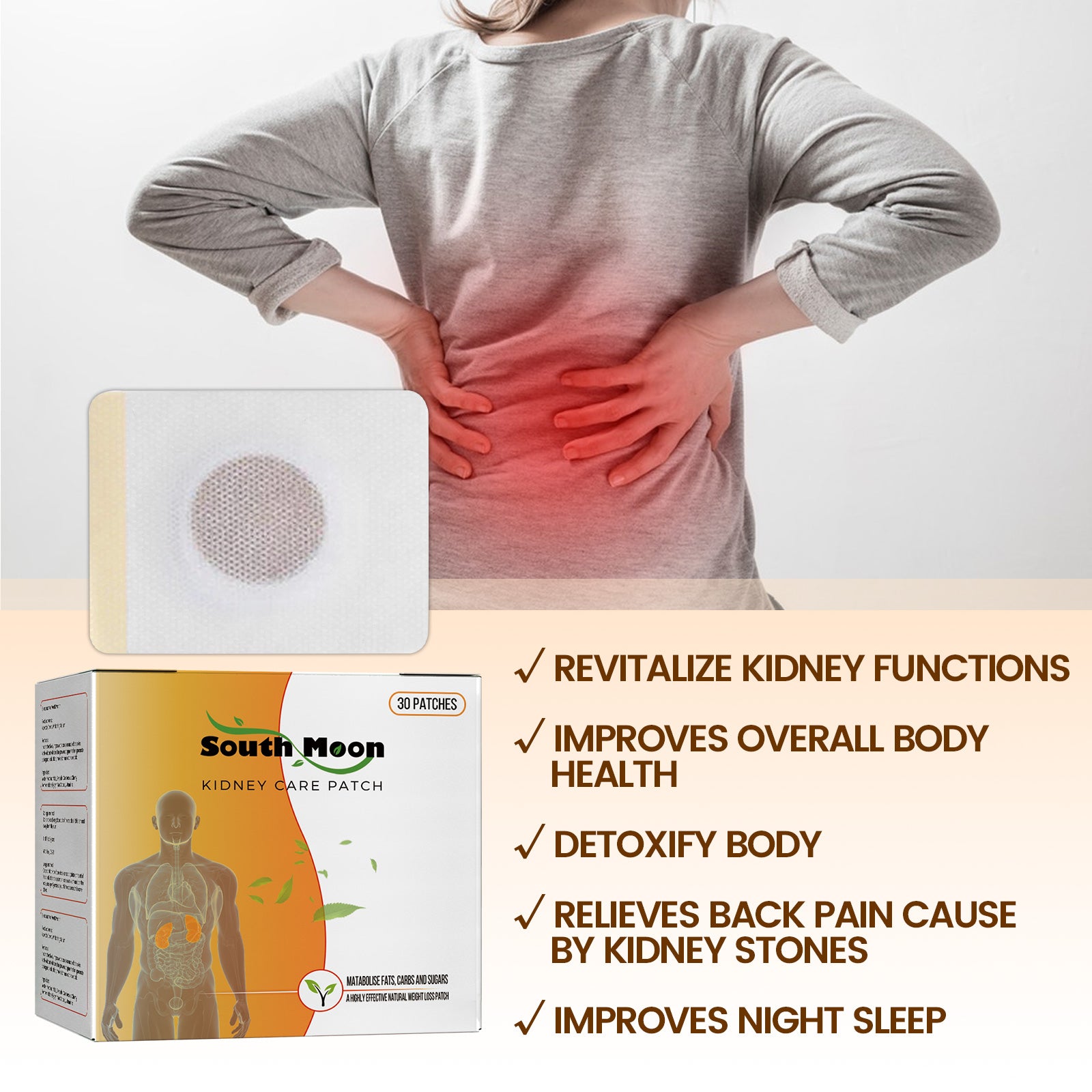 Kidney Care Patch, Relieve Lumbar Joint Pain Body Discomfort Health Care Navel Patch