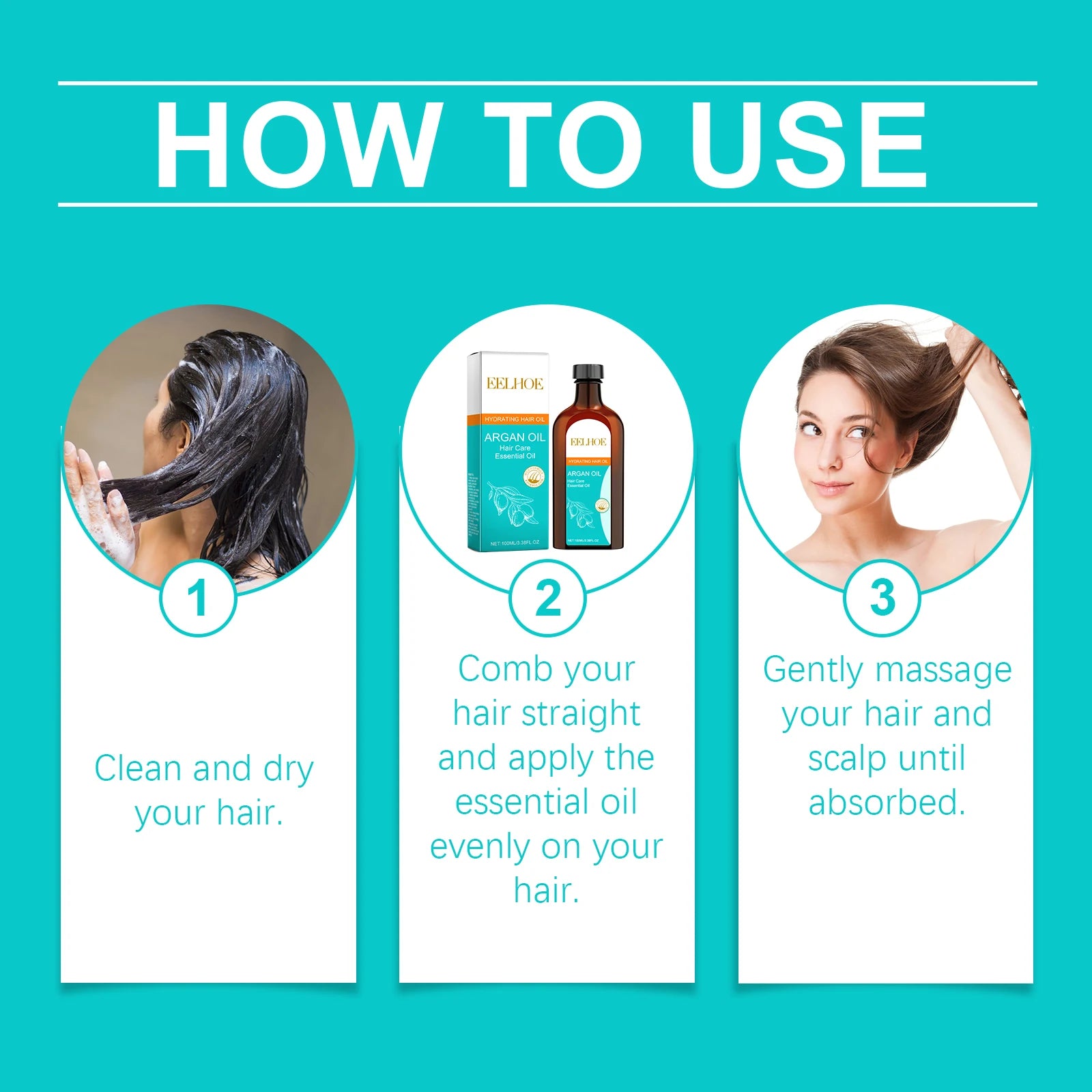 300ml And 100g Eelhoe Moroccan Nut Oil Moisturize Hair Care Set Deep Nourish Oil Control Repair Hair Plant Growth Shampoo Set