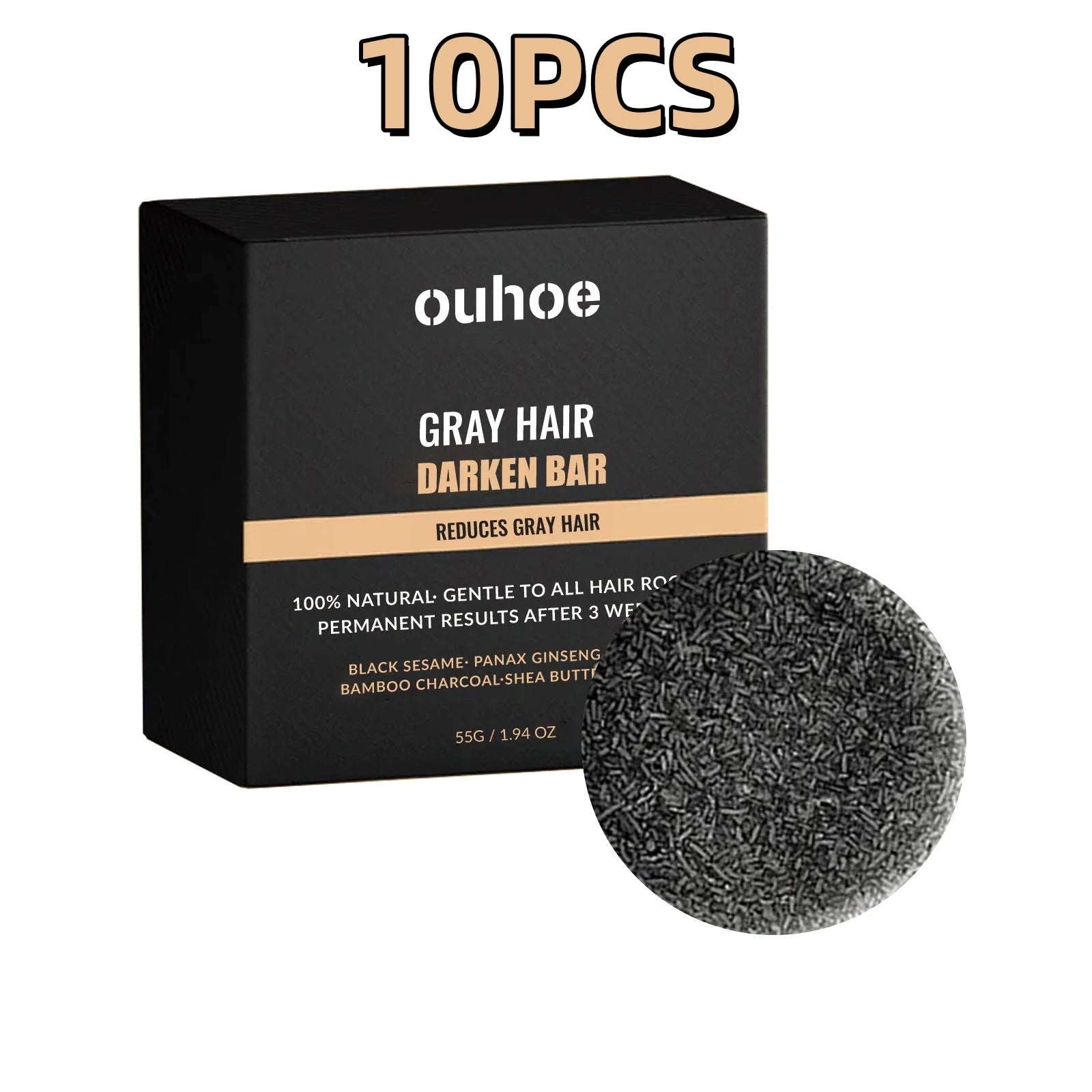 55g Ouhoe White Hair Turn Black Soap Hair Regeneration Nourish Repair Deep Clean Natural Permanent Dark Coverage Black Hair Soap