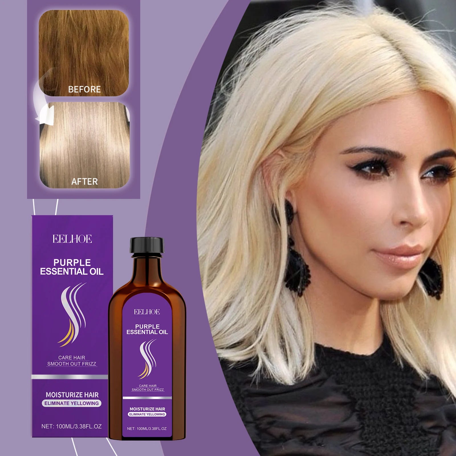 EELHOE Moroccan Hair Care Essential Oil Nourishes Repairs Dry Curly Hair Tips Soften Smooth Suitable for All Hair Daily Care