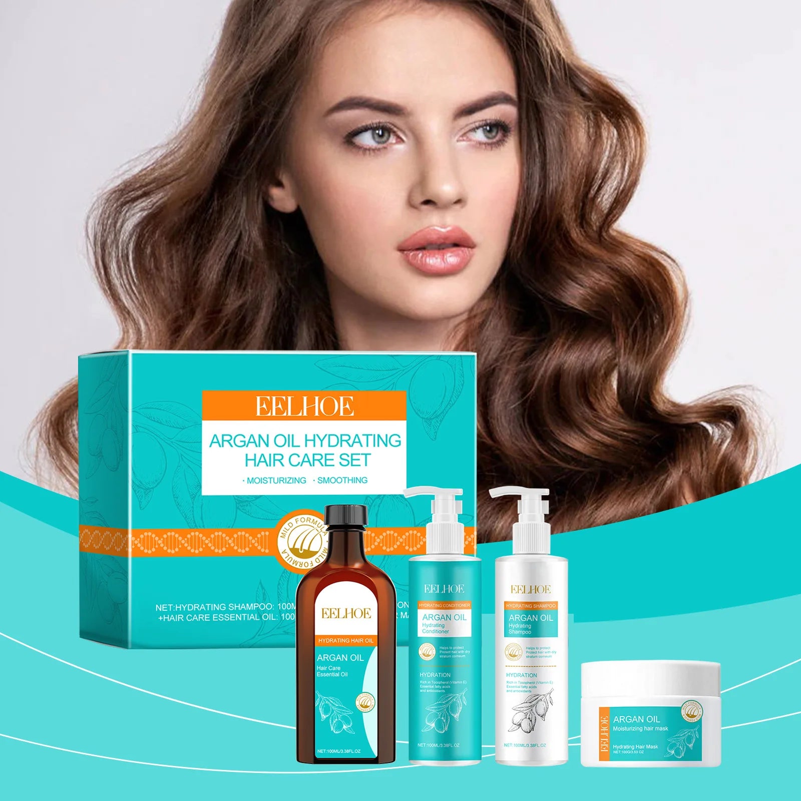 300ml And 100g Eelhoe Moroccan Nut Oil Moisturize Hair Care Set Suitable Various Hair Treat Dryness Frivolity Nourish Care Set