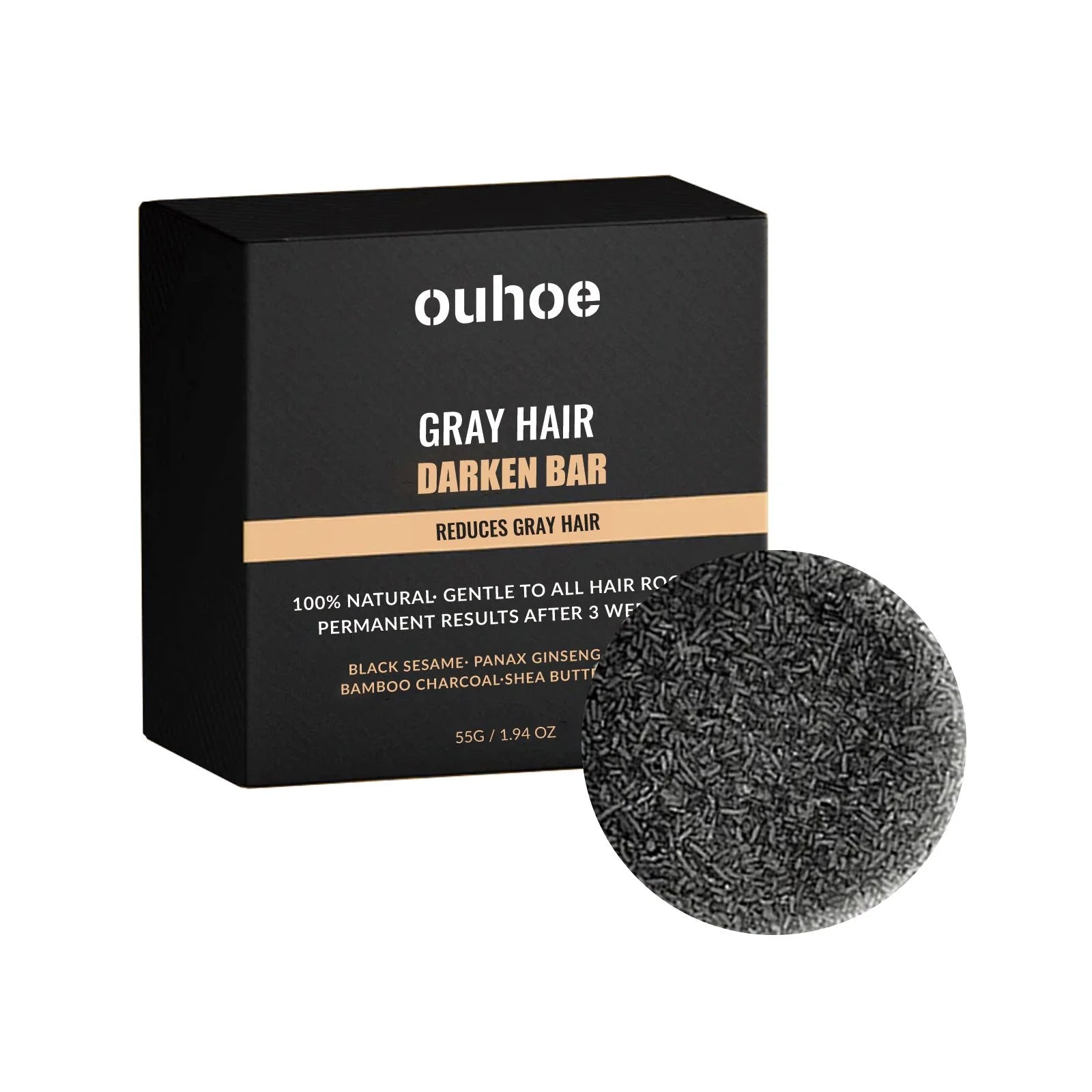 55g Ouhoe White Hair Turn Black Soap Hair Regeneration Nourish Repair Deep Clean Natural Permanent Dark Coverage Black Hair Soap