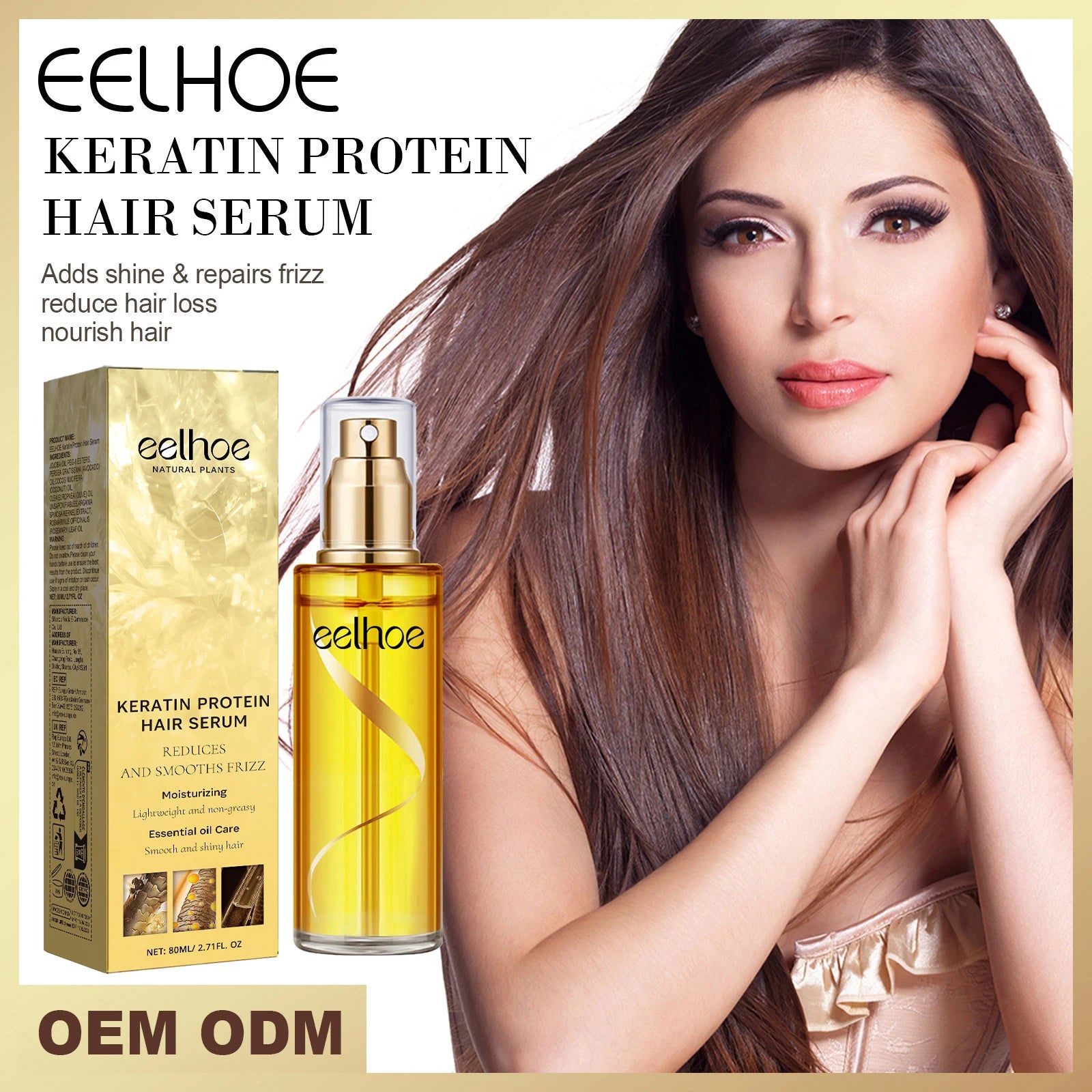 EELHOE Keratin Protein Hair Serum Hair Care Essence Spray Hair Repairing Improving Dry Curly Hairy Essence Smoothing Hair Mask