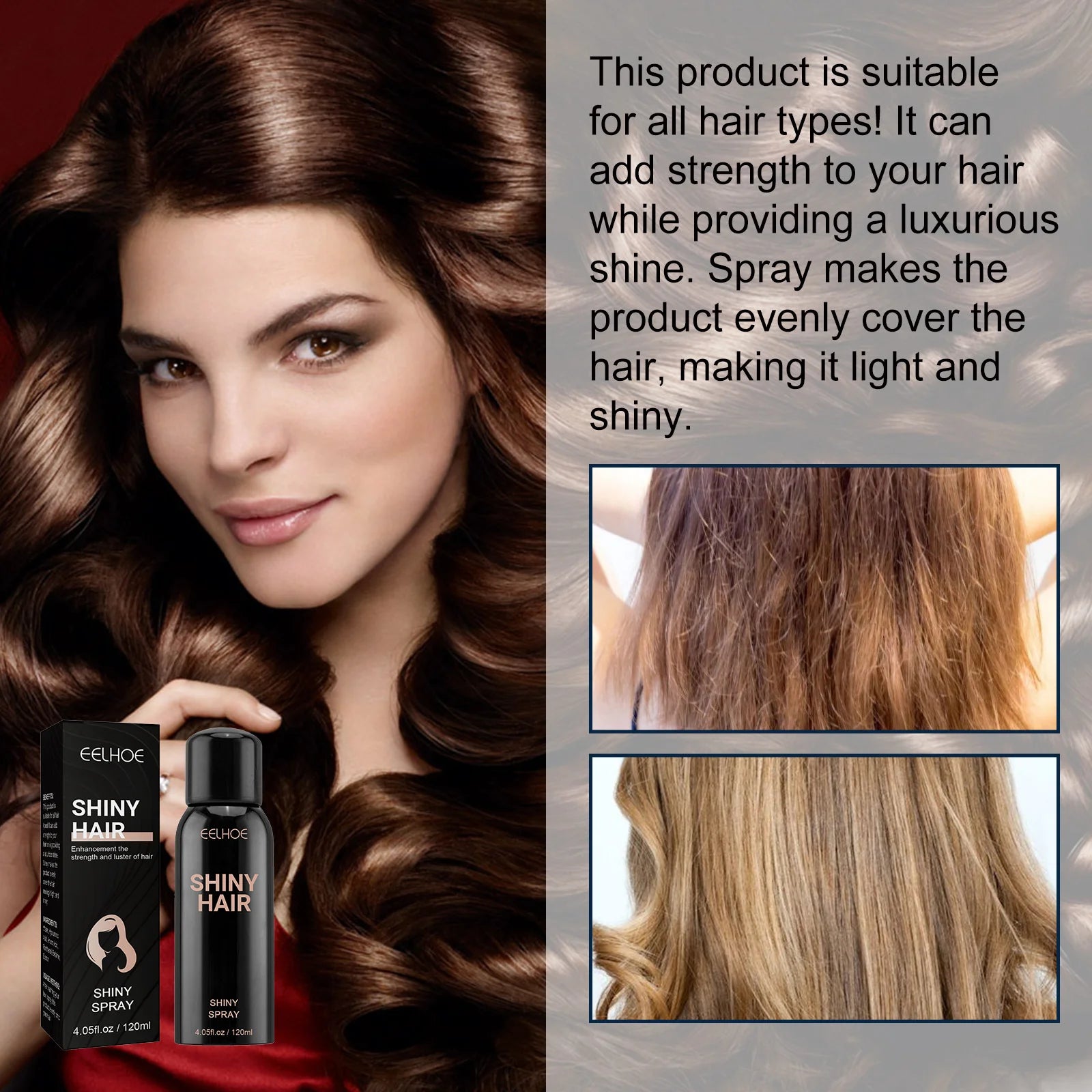 EELHOE Hair Brightening Spray Repairs Dry Hairy Hair Moisturizing Care Spray Luster Hair Care Suitable for Various Hair Types