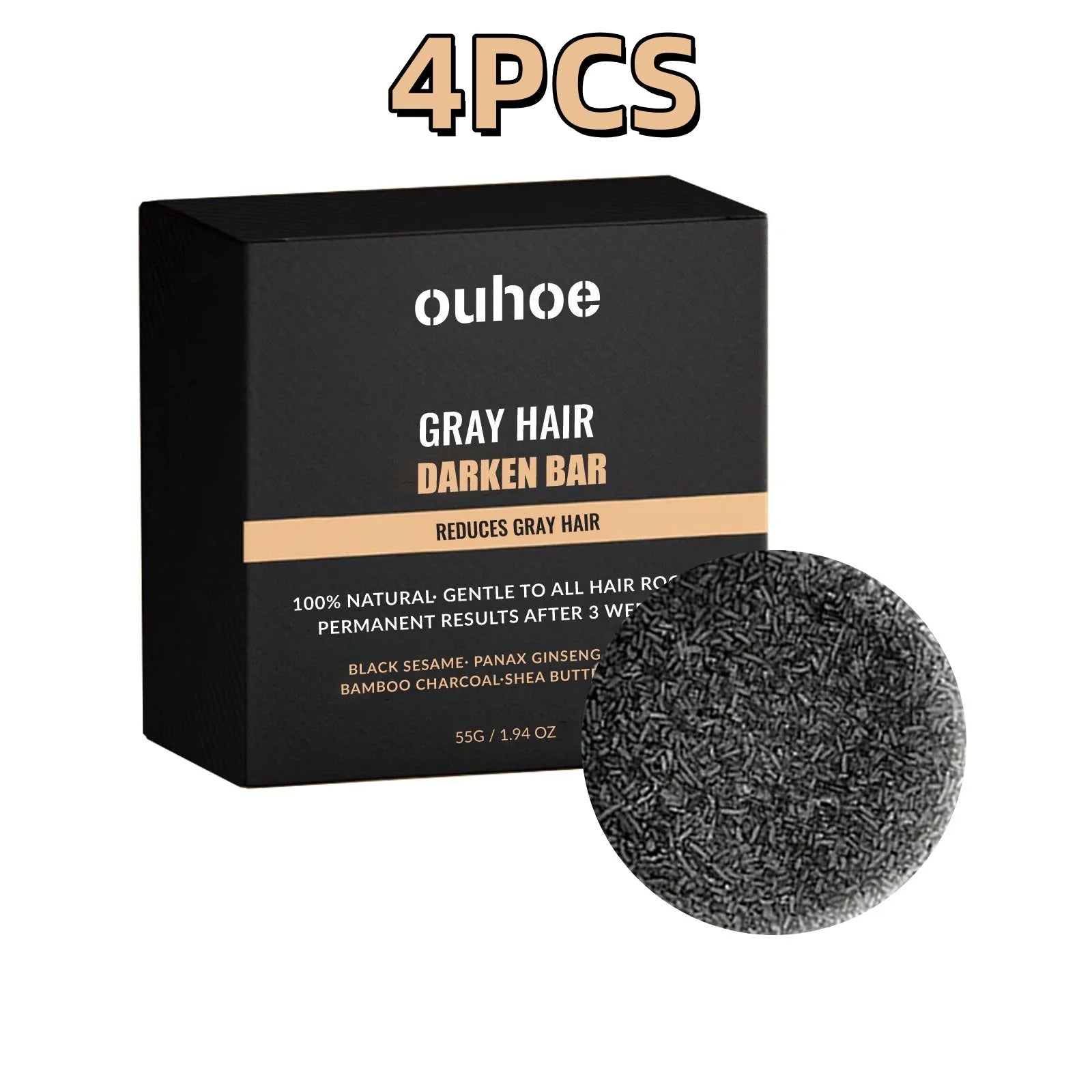 55g Ouhoe White Hair Turn Black Soap Hair Regeneration Nourish Repair Deep Clean Natural Permanent Dark Coverage Black Hair Soap