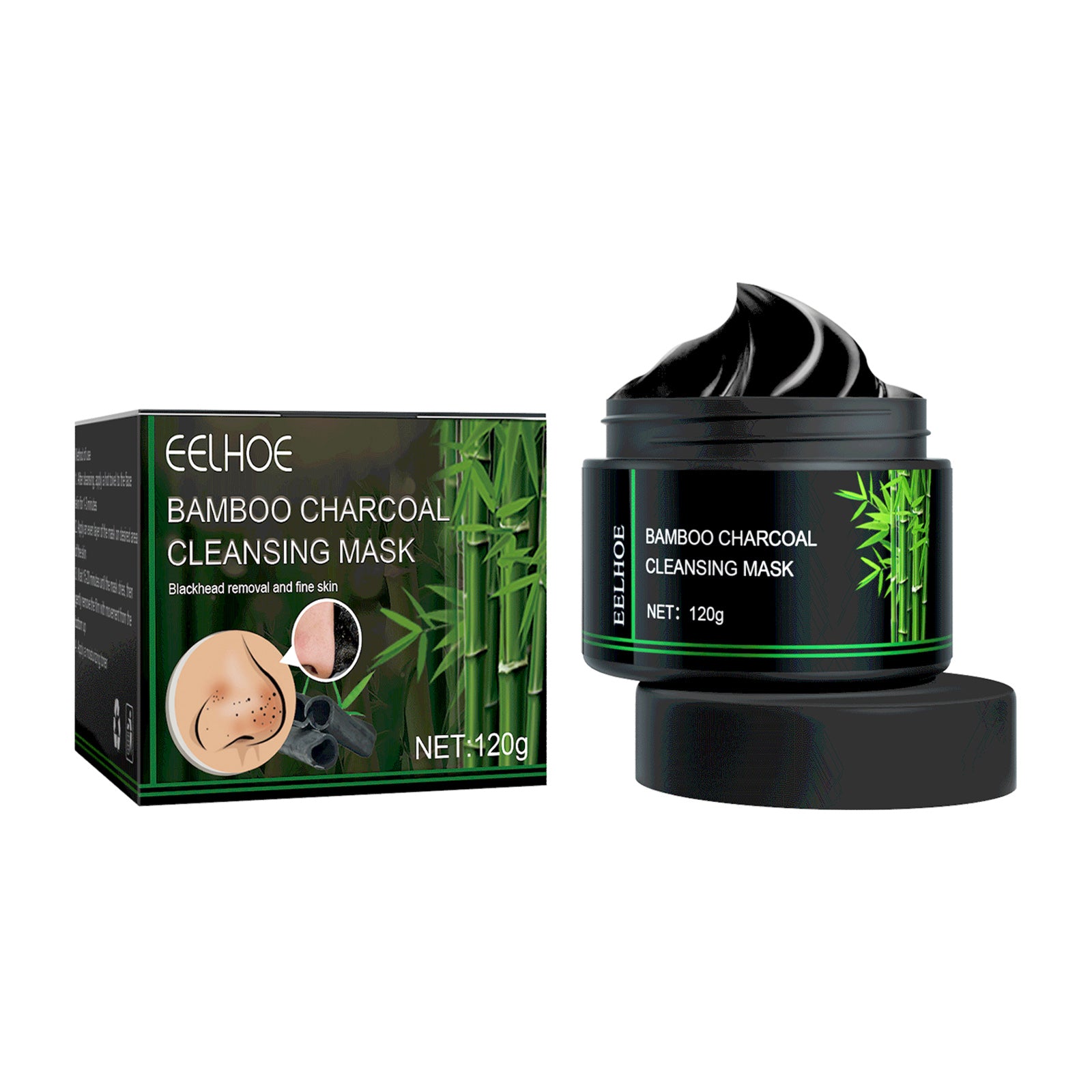 Bamboo Charcoal Blackhead Removing Tearing Facial Mask, Moisturizing Removing Blackhead And Acne Shrinking Pore Oil Control Mud Mask