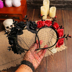 Halloween rose mesh headband ghost festival performance party headband dark floral wreath headband