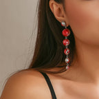 Gothic style pearl necklace choker creative Halloween blood drop tassel collarbone necklace