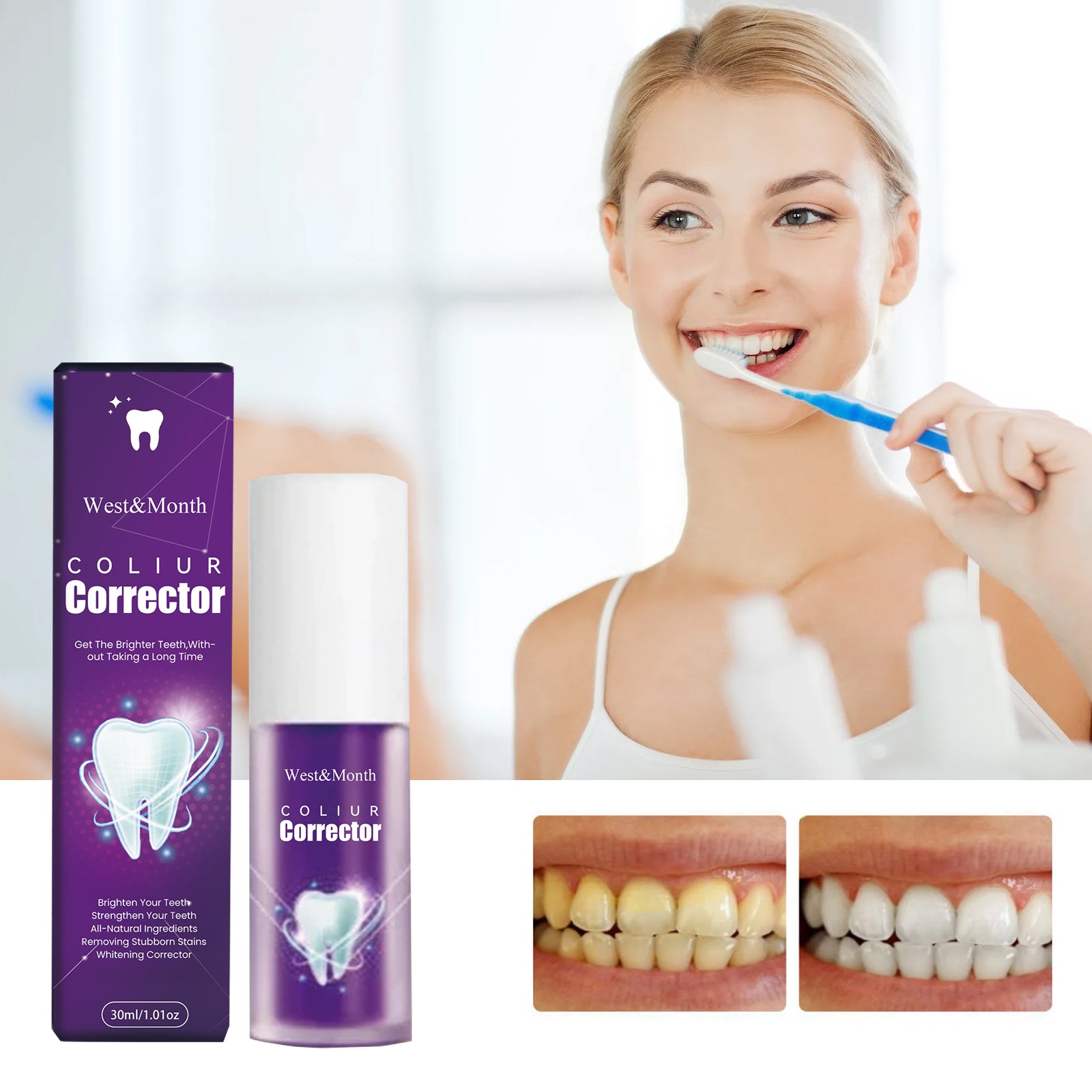 Color Correcting Technology, Clean Stains And Oral Odor Care For Gums Whitening Tooth Toothpaste