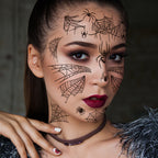 Halloween tattoo stickers, face stickers, spider web face stickers, tattoo stickers, waterproof, dark style, funny makeup stickers, temporary stickers
