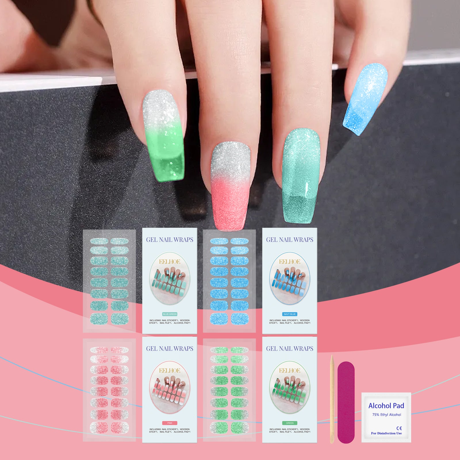 Soft Gel Nail Sticker Set Nail Paper Mini Fresh Shimmer Minimalist Soft Nail Sticker