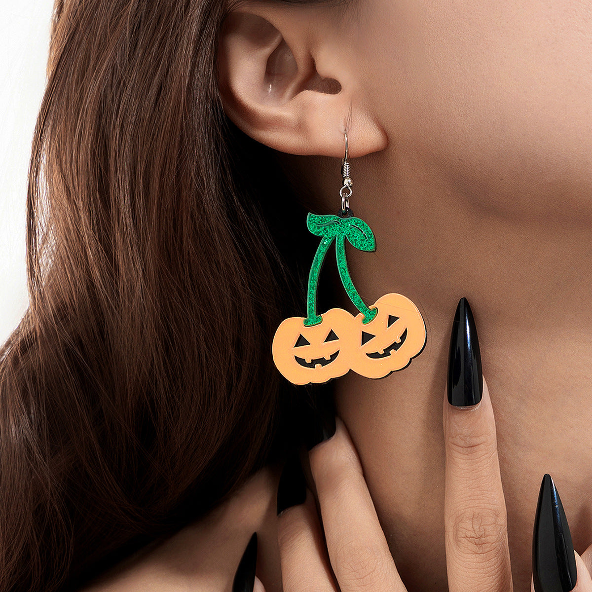 Halloween Fun Pumpkin Earrings Original Design Acrylic Fish Hook Earrings