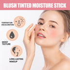 Blush Stick, Brightening Primer Solid Contouring Natural Nude Makeup Waterproof Lightweight Multi-Functional Blush Stick
