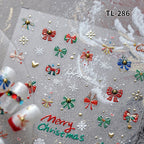 New Christmas Snowflakes Bows Bells Rhinestones Nail Art Sticker Self-adhesive Nail Art Decals Charms for Nails