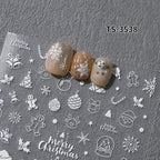 New Christmas Snowflakes Bows Bells Rhinestones Nail Art Sticker Self-adhesive Nail Art Decals Charms for Nails