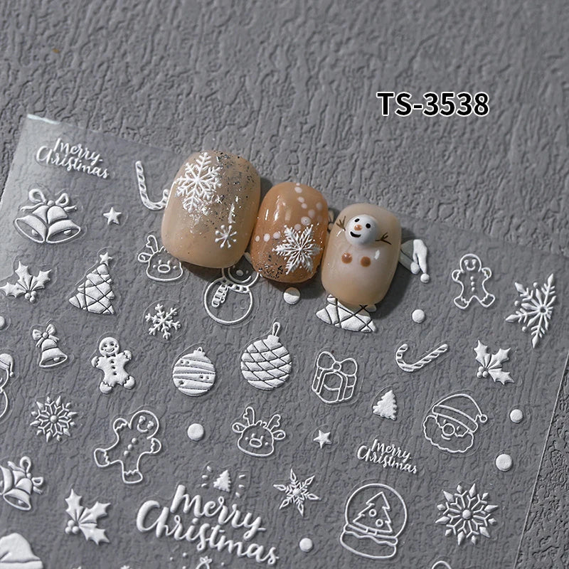 New Christmas Snowflakes Bows Bells Rhinestones Nail Art Sticker Self-adhesive Nail Art Decals Charms for Nails