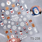 New Christmas Snowflakes Bows Bells Rhinestones Nail Art Sticker Self-adhesive Nail Art Decals Charms for Nails