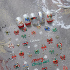 New Christmas Snowflakes Bows Bells Rhinestones Nail Art Sticker Self-adhesive Nail Art Decals Charms for Nails