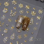 New Christmas Snowflakes Bows Bells Rhinestones Nail Art Sticker Self-adhesive Nail Art Decals Charms for Nails