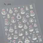 New Christmas Snowflakes Bows Bells Rhinestones Nail Art Sticker Self-adhesive Nail Art Decals Charms for Nails