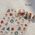 New Christmas Snowflakes Bows Bells Rhinestones Nail Art Sticker Self-adhesive Nail Art Decals Charms for Nails