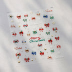 New Christmas Snowflakes Bows Bells Rhinestones Nail Art Sticker Self-adhesive Nail Art Decals Charms for Nails