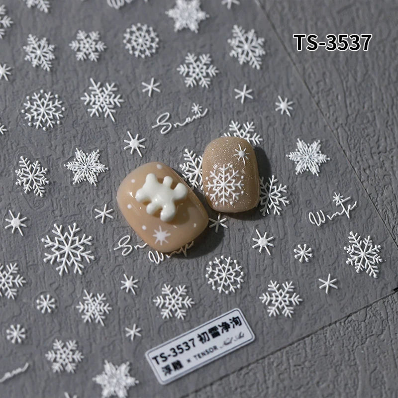 New Christmas Snowflakes Bows Bells Rhinestones Nail Art Sticker Self-adhesive Nail Art Decals Charms for Nails