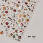 New Christmas Snowflakes Bows Bells Rhinestones Nail Art Sticker Self-adhesive Nail Art Decals Charms for Nails