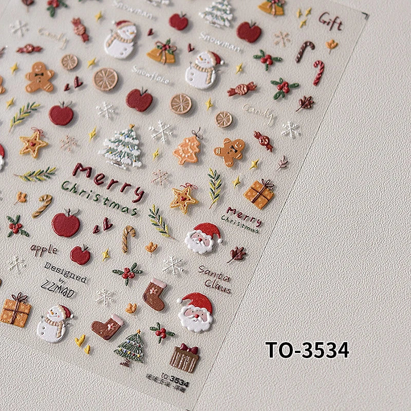 New Christmas Snowflakes Bows Bells Rhinestones Nail Art Sticker Self-adhesive Nail Art Decals Charms for Nails