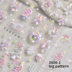 New Christmas Snowflakes Bows Bells Rhinestones Nail Art Sticker Self-adhesive Nail Art Decals Charms for Nails
