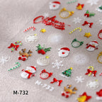 New Christmas Snowflakes Bows Bells Rhinestones Nail Art Sticker Self-adhesive Nail Art Decals Charms for Nails