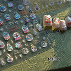 New Christmas Snowflakes Bows Bells Rhinestones Nail Art Sticker Self-adhesive Nail Art Decals Charms for Nails