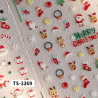 New Christmas Snowflakes Bows Bells Rhinestones Nail Art Sticker Self-adhesive Nail Art Decals Charms for Nails