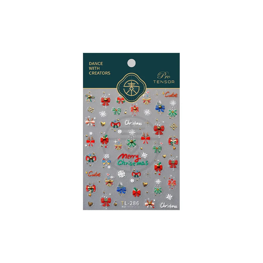 New Christmas Snowflakes Bows Bells Rhinestones Nail Art Sticker Self-adhesive Nail Art Decals Charms for Nails