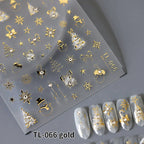 New Christmas Snowflakes Bows Bells Rhinestones Nail Art Sticker Self-adhesive Nail Art Decals Charms for Nails