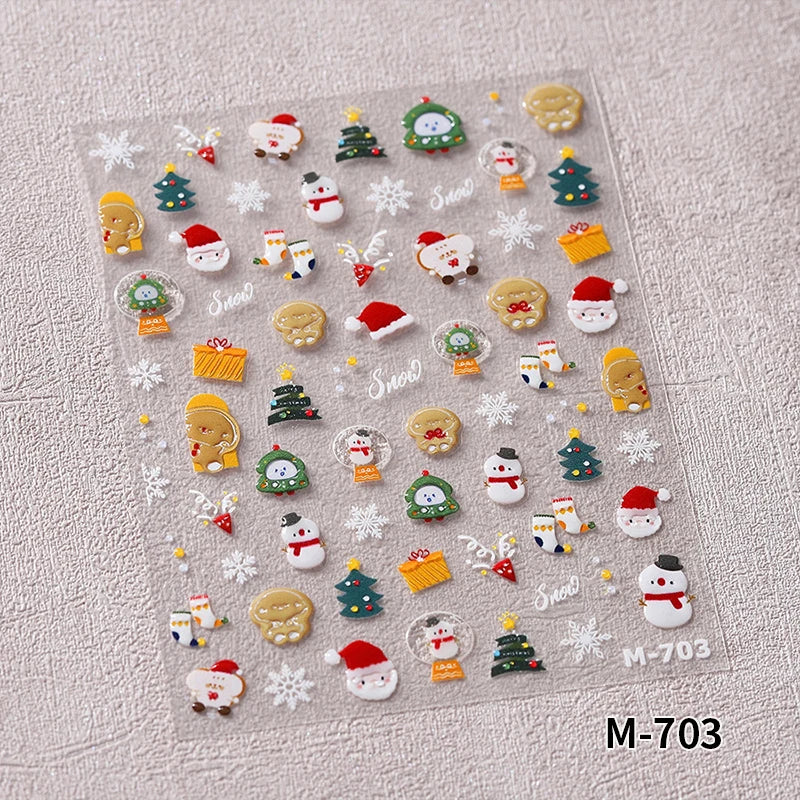 New Christmas Snowflakes Bows Bells Rhinestones Nail Art Sticker Self-adhesive Nail Art Decals Charms for Nails