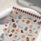 New Christmas Snowflakes Bows Bells Rhinestones Nail Art Sticker Self-adhesive Nail Art Decals Charms for Nails